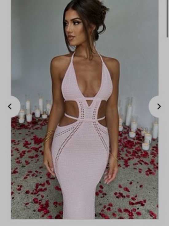 Babyboo Fashion Dresses & Skirts - BabyBoo Elegant Pale Pink Cutout Halter Bodycon Dress